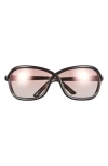 Tom Ford 68mm Gradient Square Sunglasses In Black/gradient Mirror Violet
