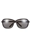 Tom Ford 68mm Gradient Square Sunglasses In Shiny Black/smoke