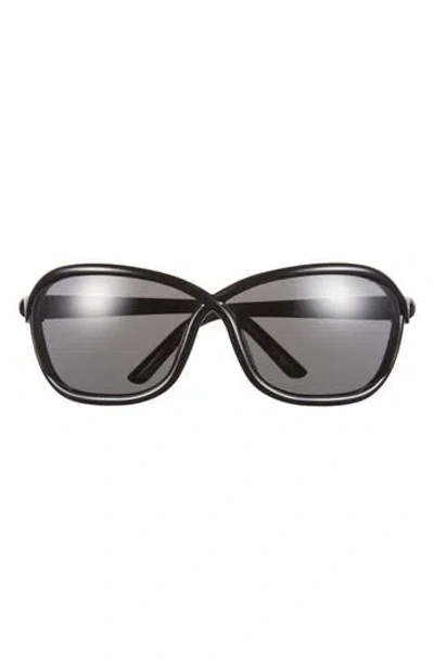 Tom Ford 68mm Gradient Square Sunglasses In Shiny Black/smoke