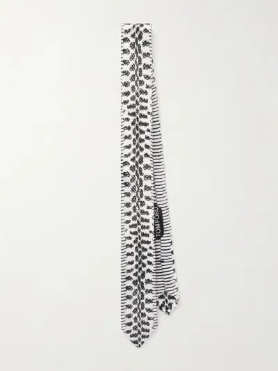 Tom Ford 6cm Snake-print Knitted Silk Neck Tie In White