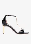 Tom Ford Emanuelle Chain-embellished Croc-effect Leather Sandals In Black