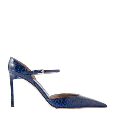 Tom Ford 85 Croc-embossed Leather Pumps In Blue