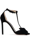 Tom Ford Black Medium Heeled Viscose Sandals With Golden Buckle In Black