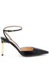Tom Ford Glossy Stamped Python Slingback In 黑色