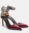 Tom Ford Python-effect Stiletto T-strap Pumps In Red