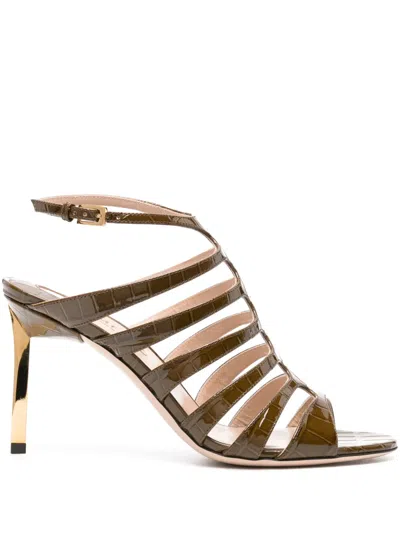 Tom Ford 95mm Caged Leather Sandals In Green