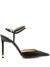 Tom Ford 95mm Snakeskin Glossy Slingback Pumps In Schwarz