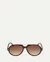 Tom Ford Aalto Acetate Round Sunglasses In Brown