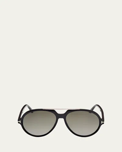 Tom Ford Aalto Acetate Round Sunglasses In Black