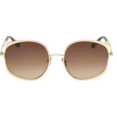 Tom Ford Abbey 58mm Round Sunglasses In Multi