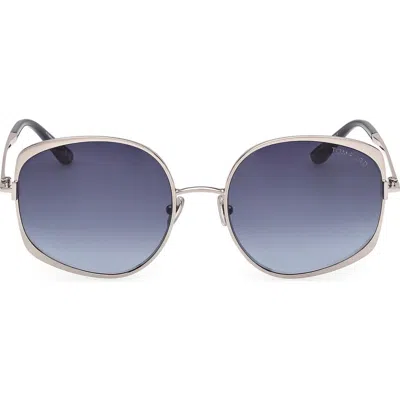 Tom Ford Abbey 58mm Round Sunglasses In Blue