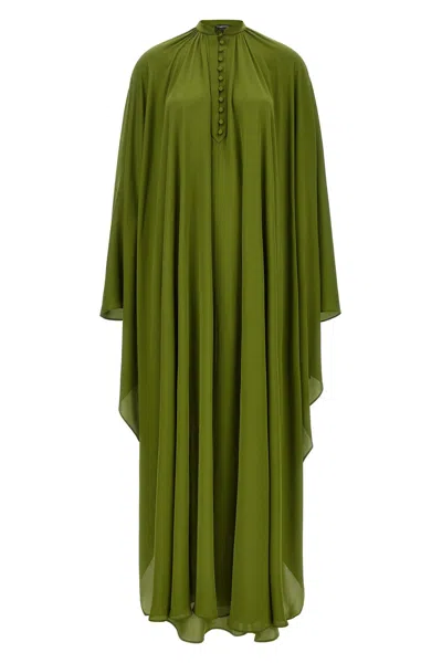 Tom Ford Dress Cape Design Draped High Neckline Buttons In Green