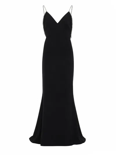 Tom Ford Abito Da Sera Smanicato In Raso Con Ricami A Catena In Black