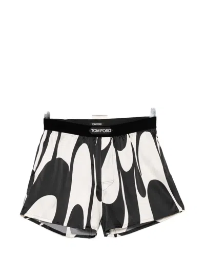Tom Ford Abstract-print Logo Patched Boxer Shorts In Black