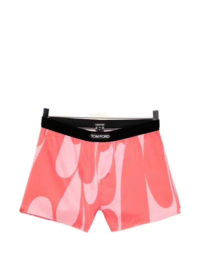 Tom Ford Abstract-print Silk-blend Boxer Shorts In Pink