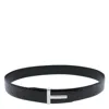 Tom Ford Reversible Crocodile Pattern Leather Belt In Black