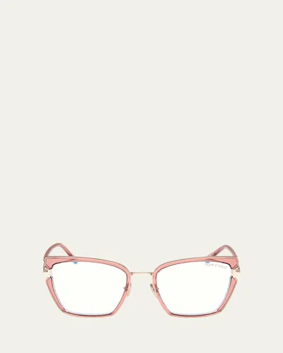 Tom Ford Acetate Butterfly Optical Glasses In Pink