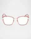 Tom Ford Blue Light Block Cat Eye Ladies Eyeglasses Ft5949-b 001 56 In Shiny Transp Rose