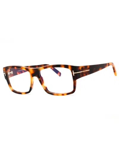 Tom Ford Acetate Rectangular Unisex Eyeglasses In Brown