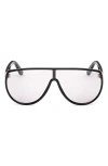 Tom Ford Achilles 138mm Shield Sunglasses In Black/t Logo/smoke Lenses