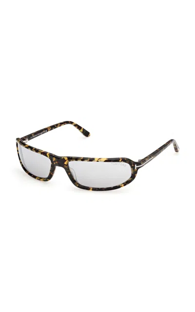 Tom Ford Addison Wrap-frame Acetate Sunglasses In Black
