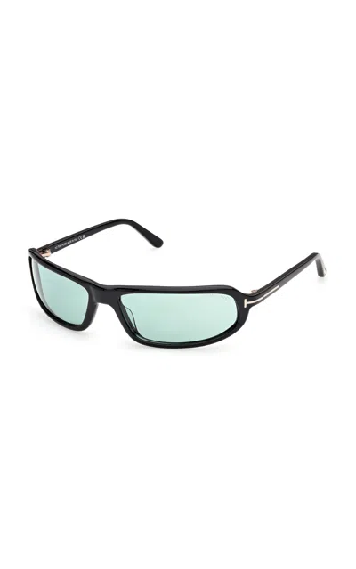 Tom Ford Addison Wrap-frame Acetate Sunglasses In Green