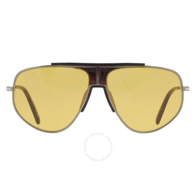 Tom Ford Addison Yellow Pilot Men's Sunglasses Ft0928 12e 61 In Ruthenium / Yellow