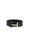 Tom Ford Bracciale In Pelle Con Chiusura T In Black