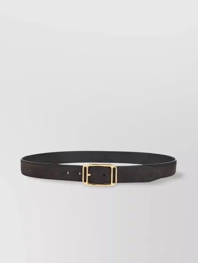 Tom Ford Adjustable Length Gold-tone Buckle Suede Finish In Black