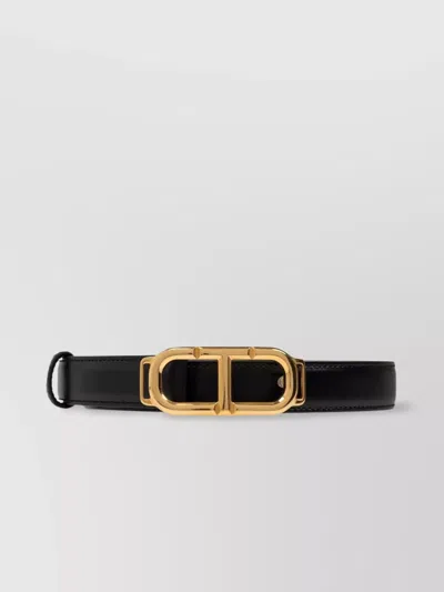 Tom Ford Adjustable Length Smooth Finish Belts In Black