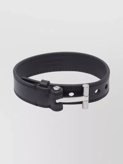 Tom Ford Adjustable Strap Bracelet Metal Hardware In Animal Print