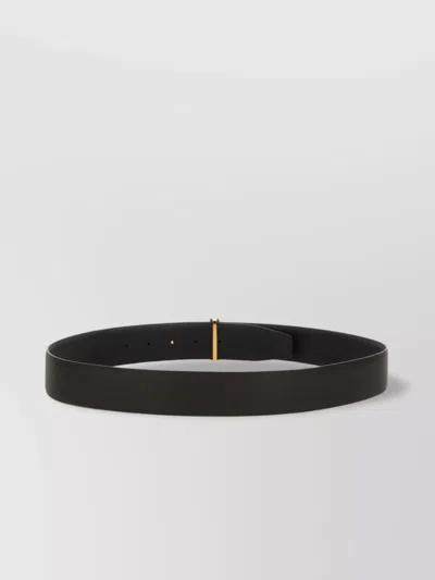 Tom Ford Adjustable Textured Leather Belt With Gold-tone Buckle In Black