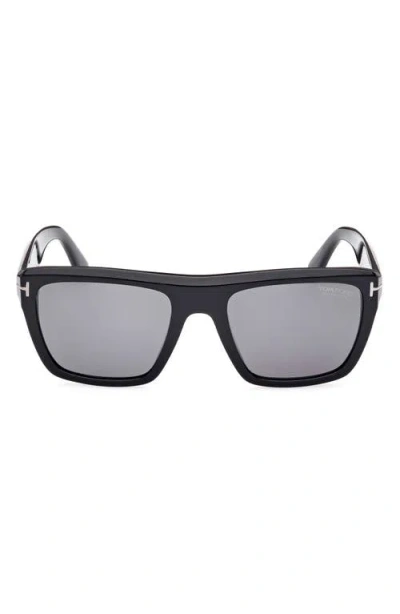 Tom Ford Alberto 55mm Polarized Square Sunglasses In Black