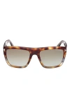 Tom Ford Alberto 55mm Square Sunglasses In Vintage Grey Havana/t Logo