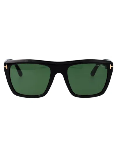 Tom Ford Alberto Sunglasses In 01n Nero Lucido / Verde