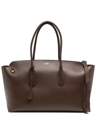 Tom Ford Alexander East West Tote Bag In Brown