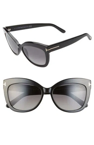 Tom Ford Alistair 56mm Polarized Cat Eye Sunglasses In Shiny Black/smoke