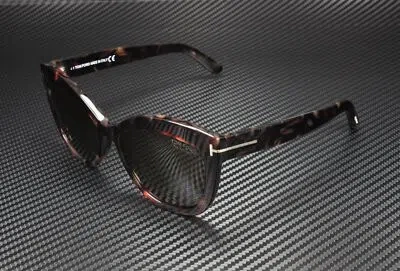 Pre-owned Tom Ford Alistair Ft0524 54h Red Havana Brown Polarized 56 Mm Women's Sunglasses In Gray