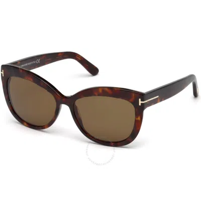 Tom Ford Alistair Polarized Brown Cat Eye Ladies Sunglasses Ft0524 54h 56