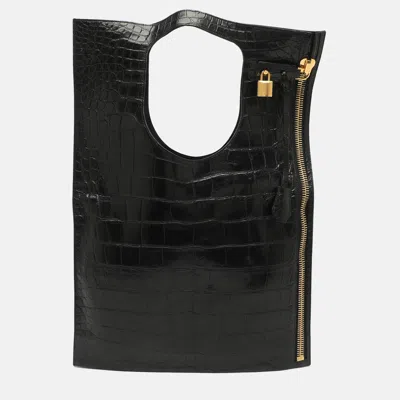 Pre-owned Tom Ford Alix Large Black Alligator Leather Tote