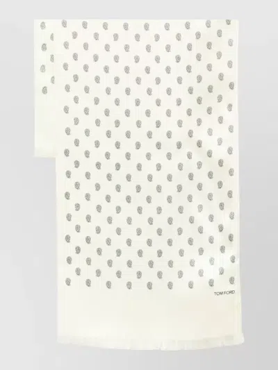 Tom Ford All Over Print Fringe Detail Long Scarf In Neutral