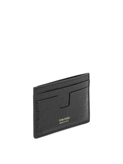 Tom Ford "alligator" Card Holder In Black