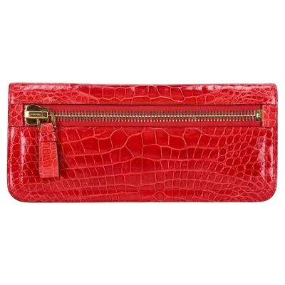 Pre-owned Tom Ford Alligator Skin Clutch Bag In Red