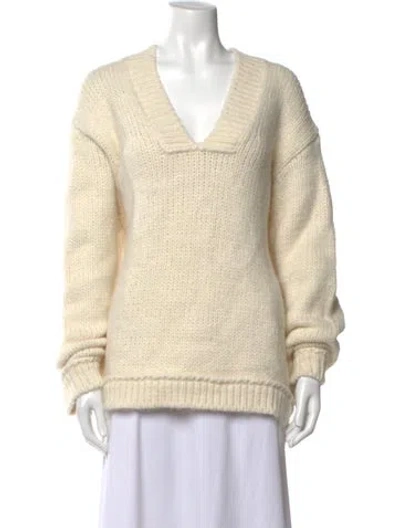 Pre-owned Tom Ford Alpaca V-neck Sweater W/ Tags In White
