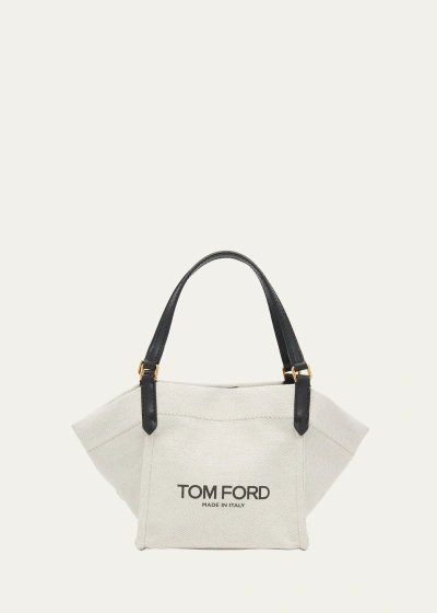 Tom Ford Small Amalfi Canvas Tote Bag In 3jn05 Rope Black