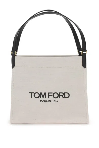 Tom Ford Amalfi Small Logo Canvas Tote Bag In Mixed Colours