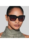 Tom Ford Amarra 55mm Gradient Square Sunglasses In Black/ Gradient Burgundy