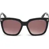 Tom Ford Amarra 55mm Gradient Square Sunglasses In Black/gradient Burgundy