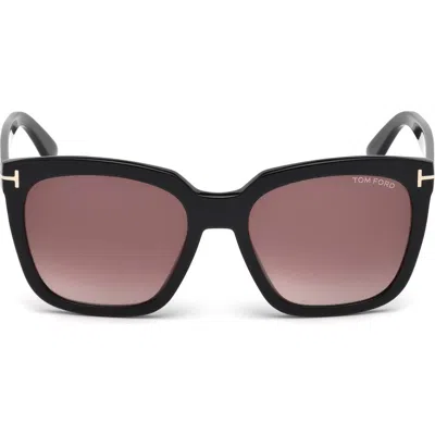 Tom Ford Amarra 55mm Gradient Square Sunglasses In Black/gradient Burgundy