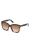 Tom Ford Amarra Geometric Sunglasses, 55mm In Dark Havana/brown Gradient